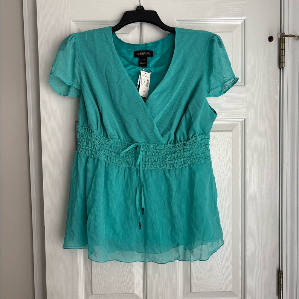 Lane Bryant Aqua Wrap Blouse